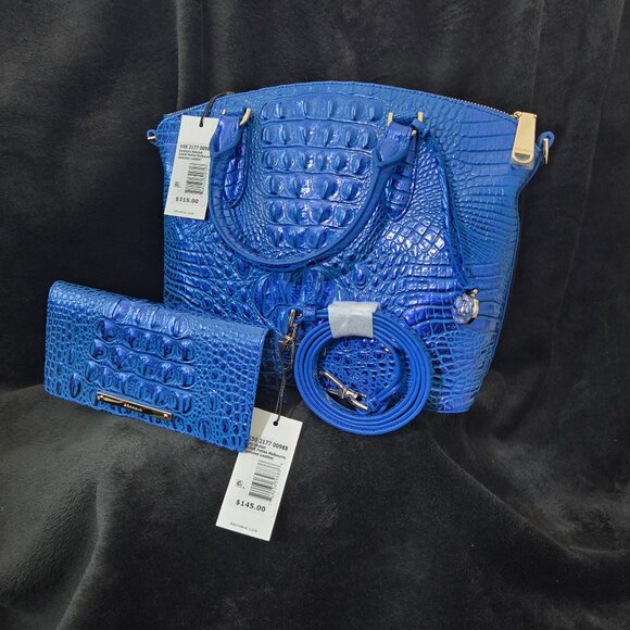 *Brand New * Brahmin Cobalt Potion Melbourne Duxbury Satchel + Matching Wallet - Picture 1 of 4
